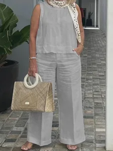 damen-baumwoll-leinen-sets-hosen-sets-bo-grau-3