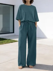 damen-freizeitkleidung-sets-basic-einfar-marineblau-8