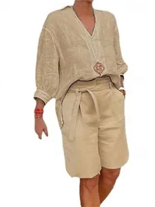 damen-hemd-baumwoll-leinen-sets-zweiteil-khaki-4