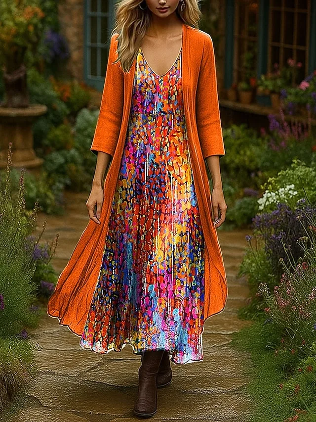 damen-kleid-set-midi-kleid-urlaub-party-orange-15