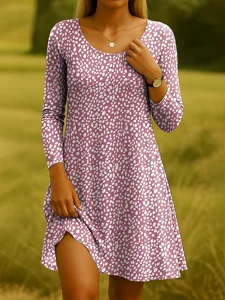 damen-midi-kleid-a-linie-kleid-t-shirt-k-rosa-21