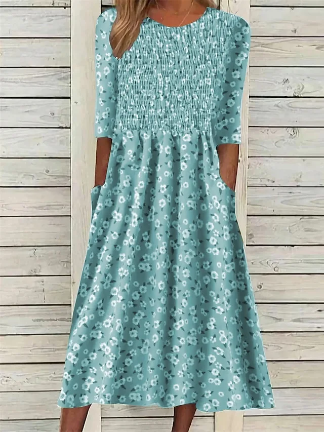damen-midi-kleid-floral-ditsy-raffung-ta-blau-5