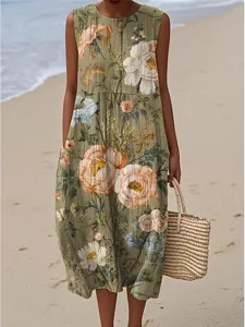 damen-midi-kleid-leinenahnliches-sommerk-leicht-braun-6