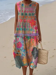 damen-midi-kleid-leinenahnliches-sommerk-rosa-2