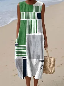 damen-midi-kleid-leinenahnliches-strandk-grun-6