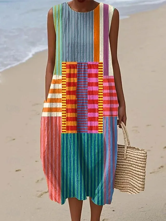 damen-midi-kleid-v-ausschnitt-lange-arme-regenbogen-13