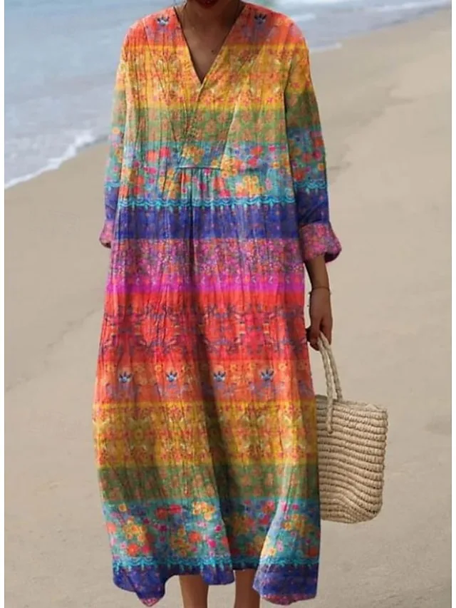 damen-midi-kleid-v-ausschnitt-lange-arme-rosa-6