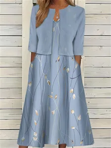 damen-midi-kleid-zwei-teile-kleider-set-blau-1