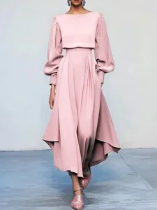 damen-midikleid-satinkleid-cocktailkleid-rosa-1