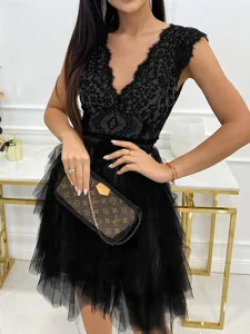 damen-minikleid-weies-spitzenhochzeitskl-schwarz-12