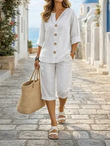 damen-passende-sets-baumwoll-leinen-hemd-wei-1