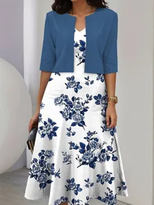 damen-zwei-teiler-kleid-sets-midi-kleid-blau-1