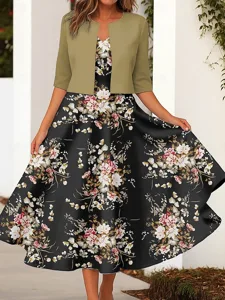 damen-zwei-teiler-kleid-sets-midi-kleid-gelb-11