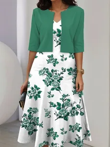 damen-zwei-teiler-kleid-sets-midi-kleid-grun-3