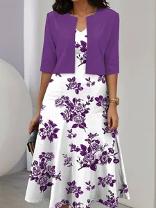 damen-zwei-teiler-kleid-sets-midi-kleid-purpur-2