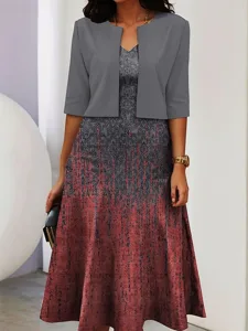 damen-zwei-teiler-kleid-sets-midi-kleid-rote-3