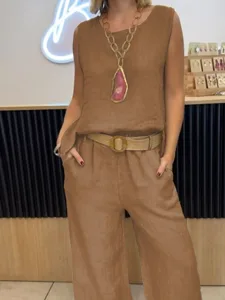 women-s-cotton-blend-blouse-pants-sets-s-brown-7