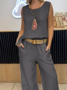 women-s-cotton-blend-blouse-pants-sets-s-gray-8