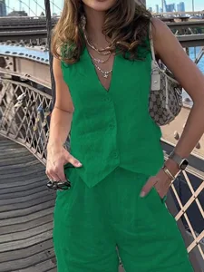 women-s-cotton-blend-blouse-pants-sets-s-green-19