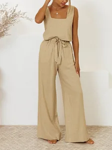 women-s-cotton-blend-blouse-pants-sets-s-khaki-1