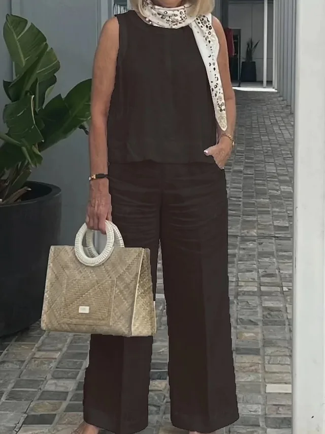 women-s-cotton-blend-cotton-linen-sets-s-black-9