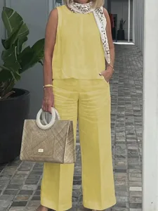 women-s-cotton-blend-cotton-linen-sets-s-yellow-7