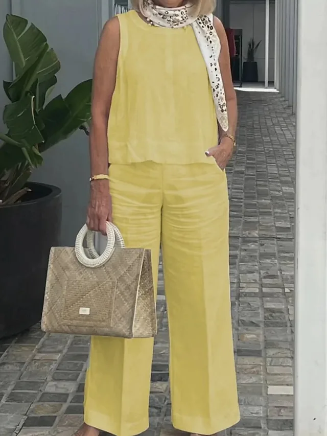 women-s-cotton-blend-cotton-linen-sets-s-yellow-7