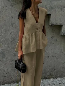 women-s-cotton-blend-two-piece-sets-pant-khaki-22