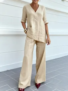 women-s-cotton-blend-two-piece-sets-pant-khaki-6