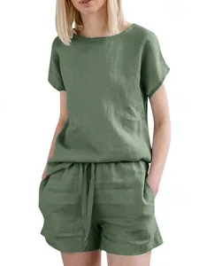 women-s-cotton-blend-two-piece-sets-t-sh-army-green-10