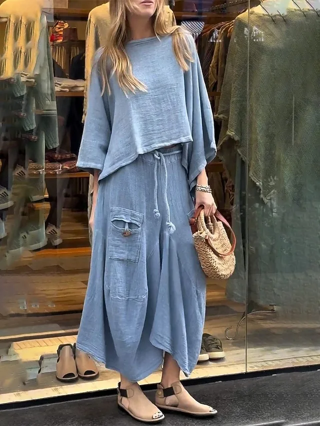women-s-cotton-linen-pants-sets-long-sle-blue-2