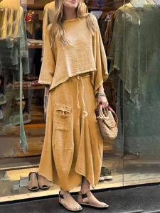 women-s-cotton-linen-pants-sets-long-sle-yellow-10