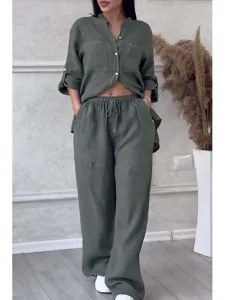 women-s-cotton-linen-sets-100-cotton-lon-dark-green-7