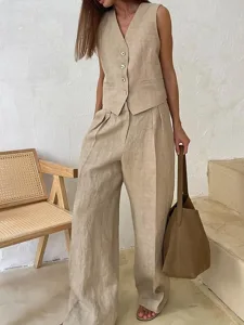 women-s-cotton-linen-sets-pants-sets-bol-khaki-4