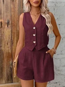 women-s-cotton-linen-sets-shorts-sets-sl-wine-1