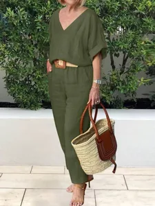 women-s-cotton-linen-shirts-blouse-pants-army-green-6