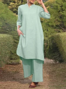 women-s-cotton-linen-shirts-blouse-pants-light-green-1