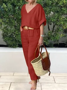 women-s-cotton-linen-shirts-blouse-pants-orange-5