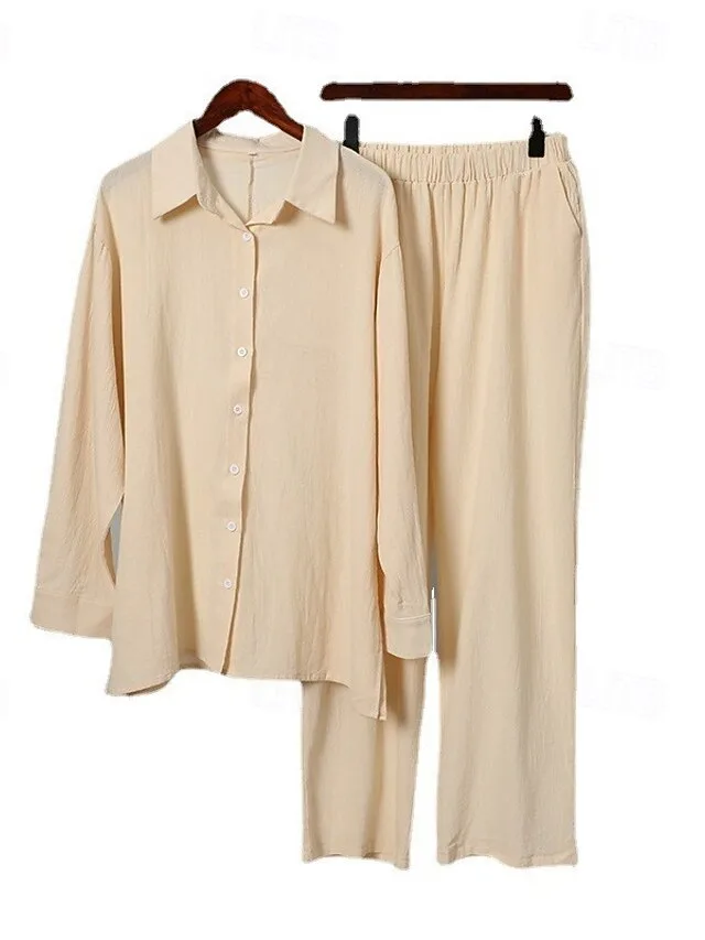 women-s-shirt-cotton-linen-sets-two-piec-beige-4