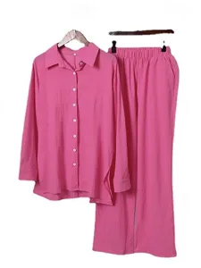 women-s-shirt-cotton-linen-sets-two-piec-dark-pink-3