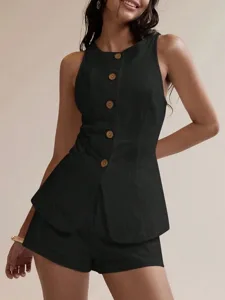 women-s-two-piece-sets-cotton-shirt-shor-black-6